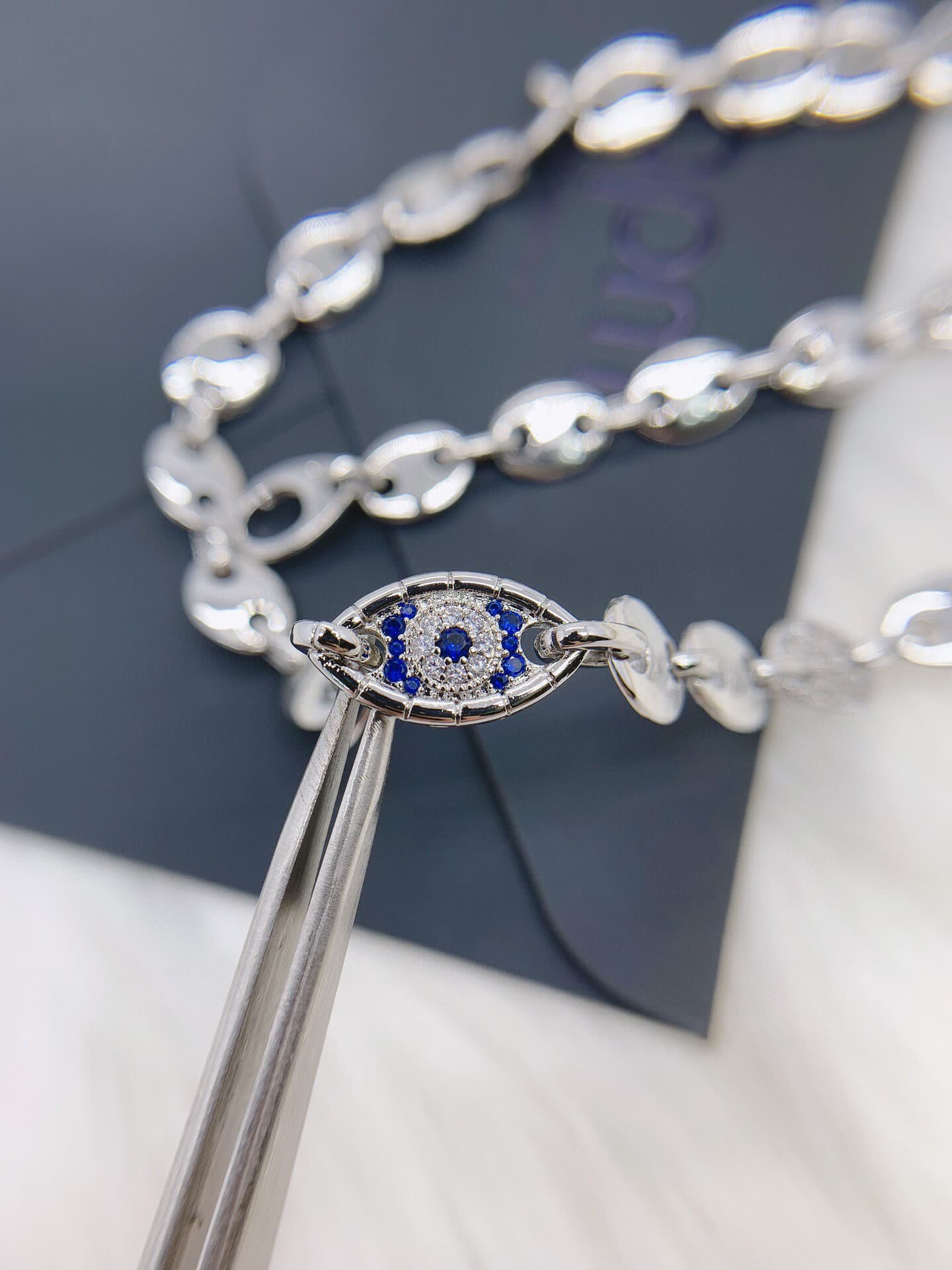 APM Monaco Silver Evil Eye Necklace